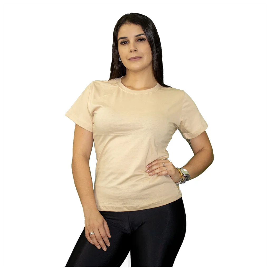 Camiseta Baby Look Algodão 30.1 Penteado