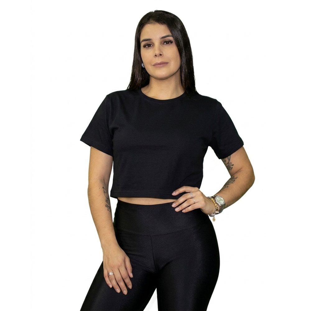 Camiseta Cropped Algodão 30.1 Penteado