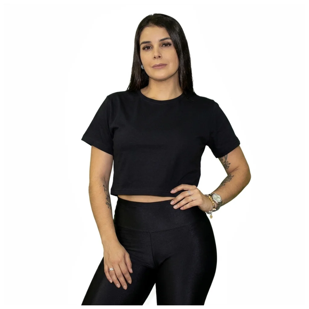 Camiseta Cropped Algodão 30.1 Penteado