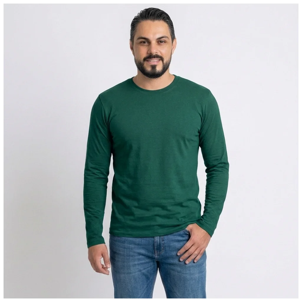 Camiseta Unissex Algodão 30.1 Penteado - Manga Longa