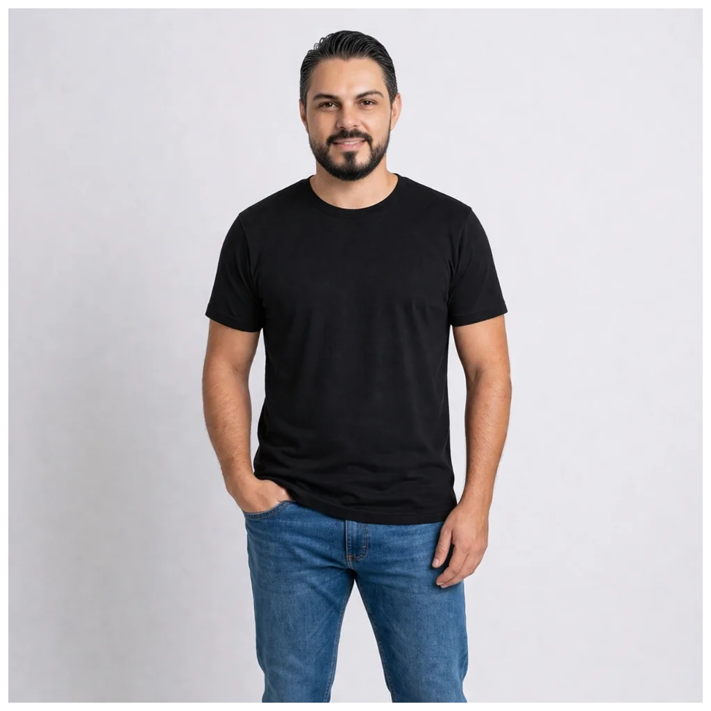 Camiseta Unissex Algodão 30.1 Penteado - Gola Canelada