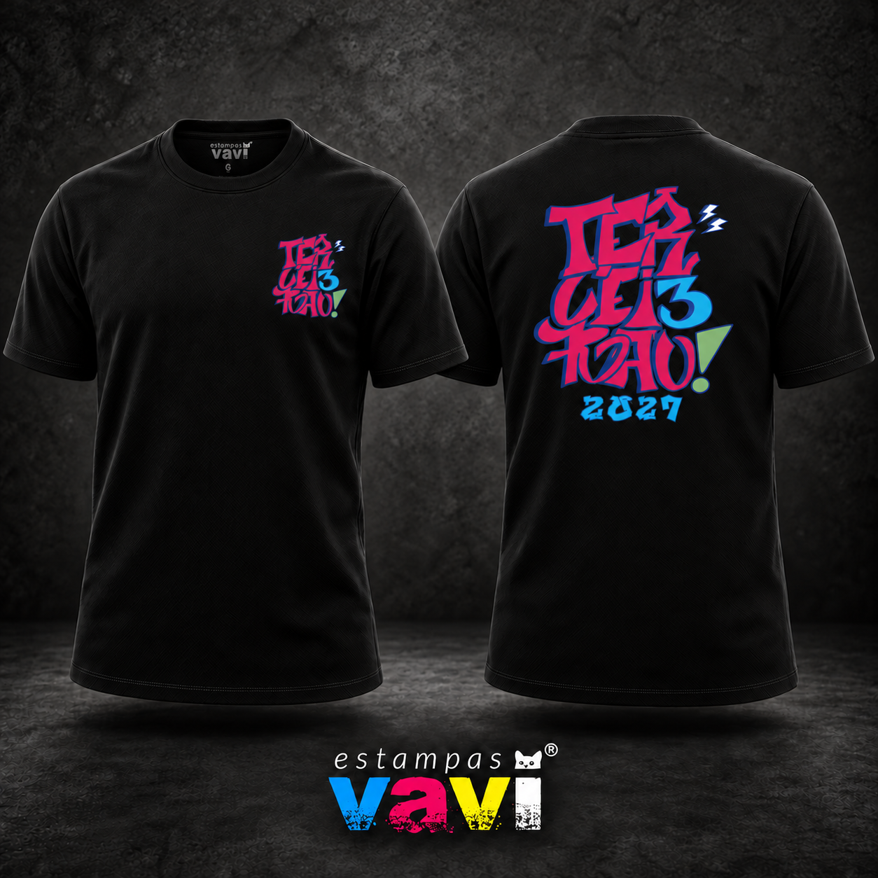 Grafite Magenta e Azul com Raios