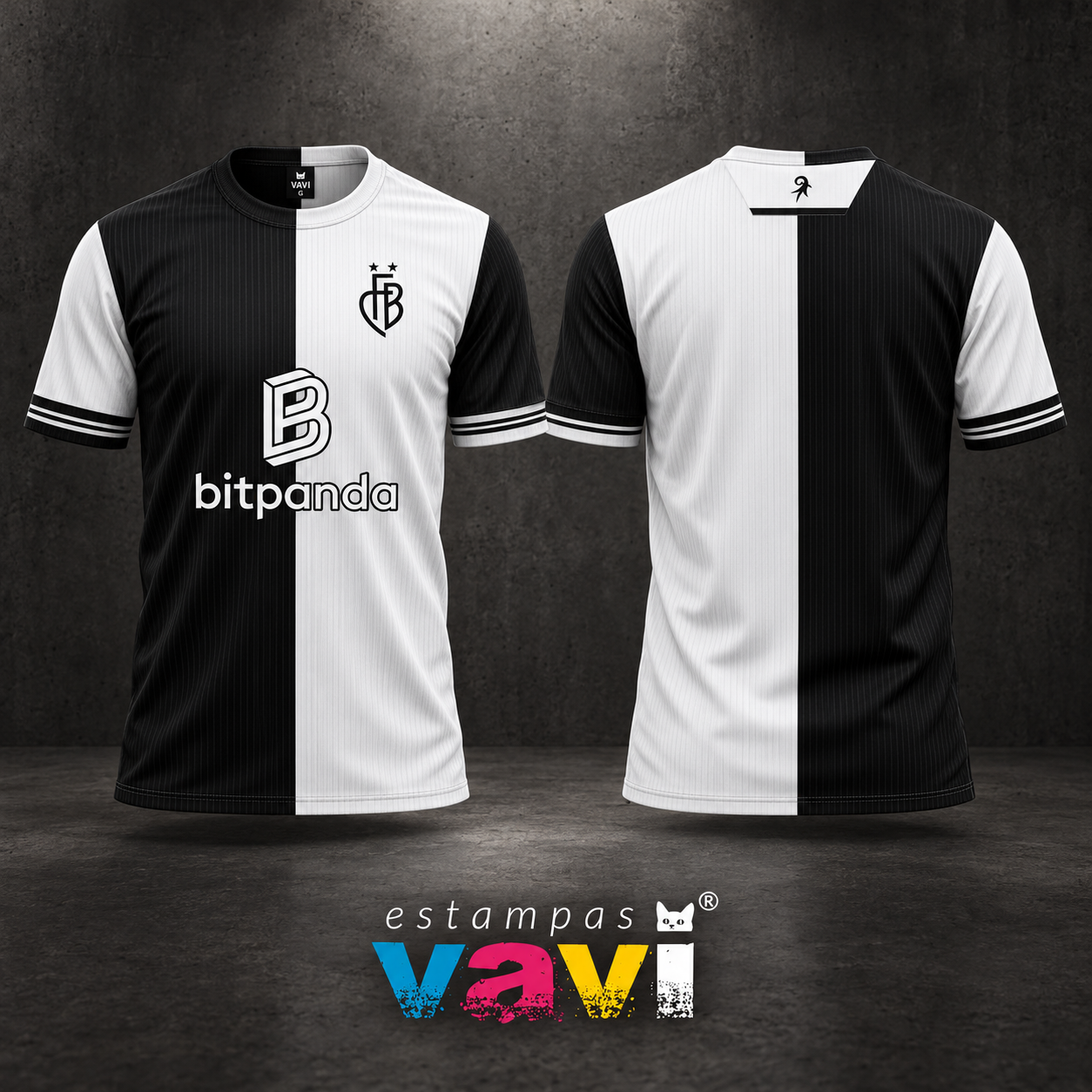 Basel - Preto e Branco com Mangas Alternadas