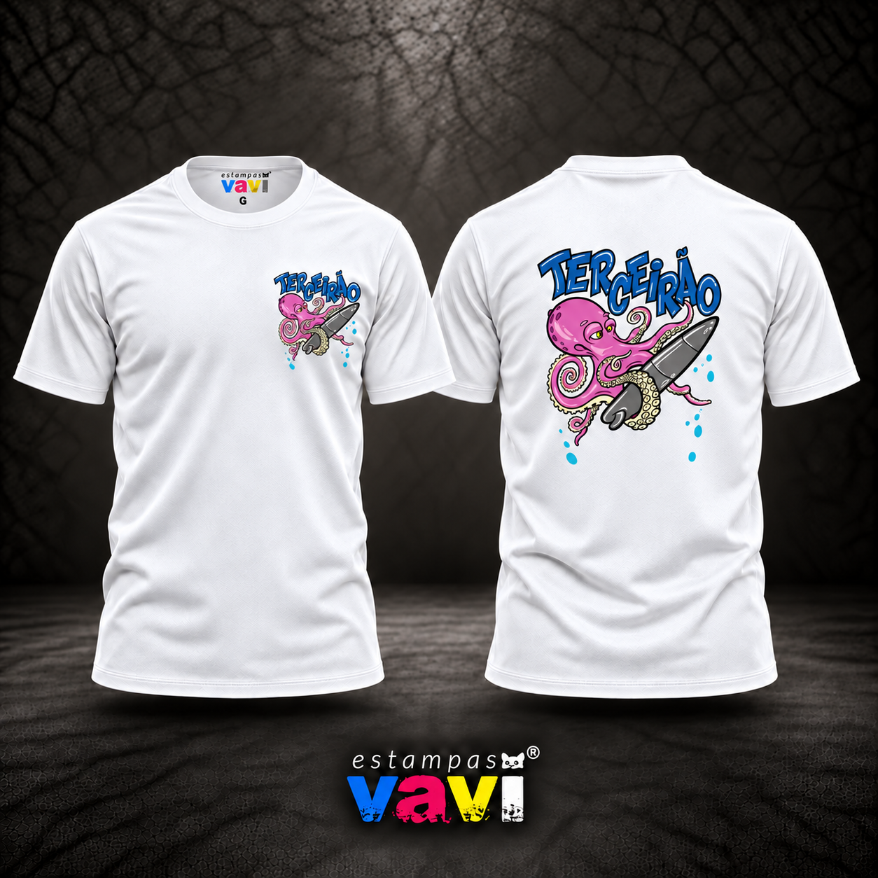 Terceirão - Polvo Rosa com Prancha de Surfe