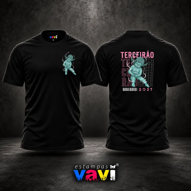 Terceirão - Querubim Turquesa com Letras Rosa
