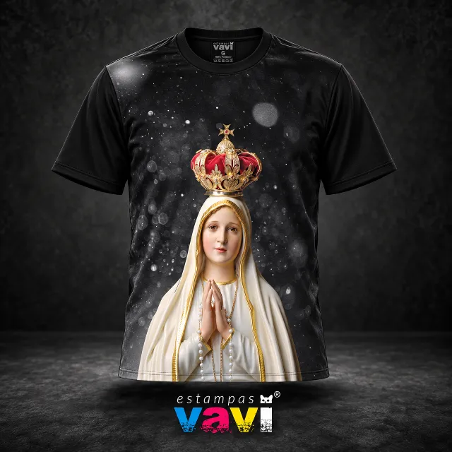 Nossa Senhora de Fátima - Coroa Vermelha e Fundo Preto