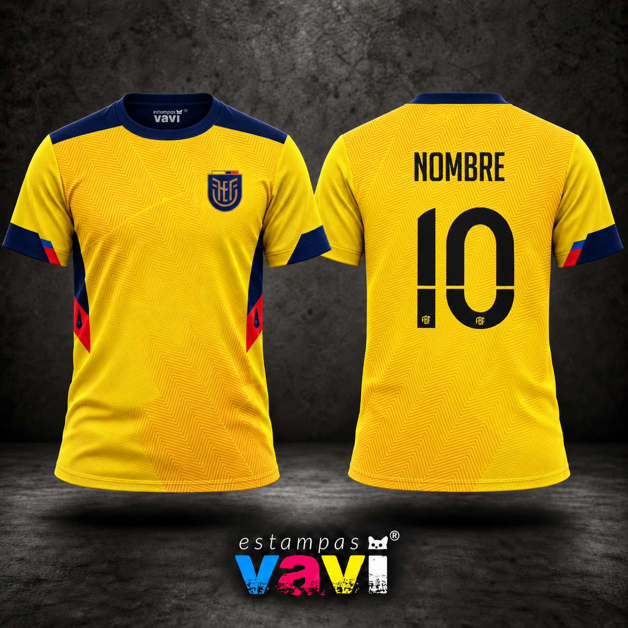 Equador - Geometria Amarela com Ombros Azul-Marinho - Amarelo