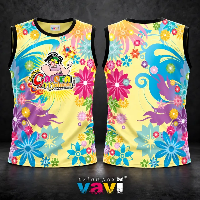 Galera Maluca com Flores Multicoloridas em Amarelo