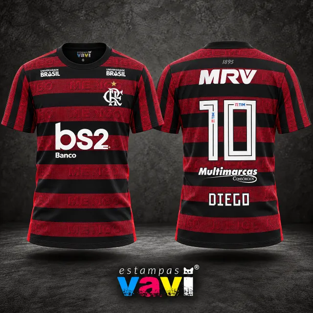 Flamengo - Faixas Vermelhas com Malha Quadriculada