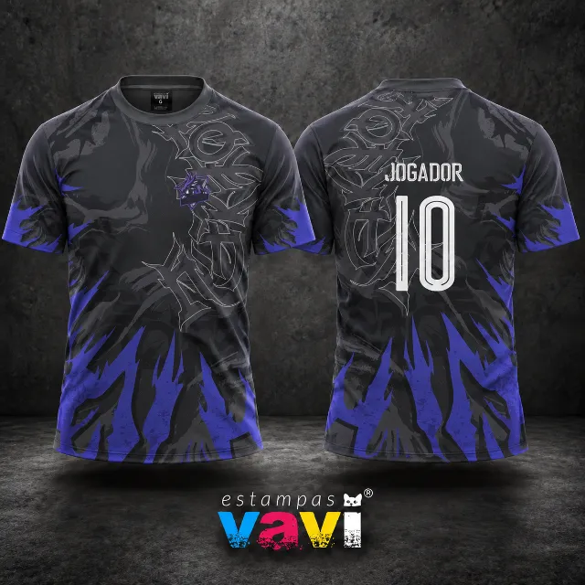 Grafismos Tribais Cinza e Roxo com Escudo de Dragão
