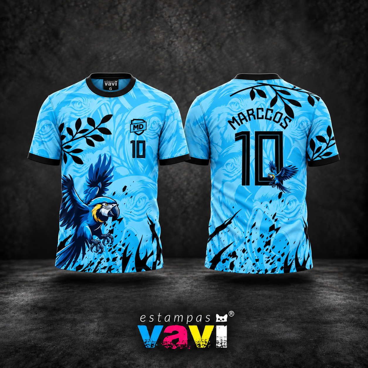 Interclasse - Arara Azul com Ramos e Número 10 - Azul