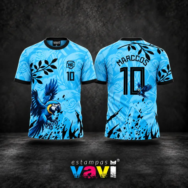 Interclasse - Arara Azul com Ramos e Número 10 - Azul
