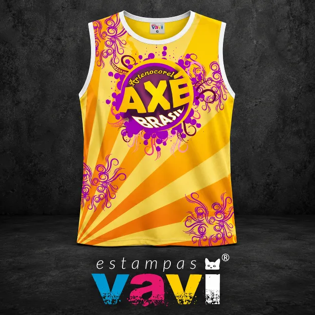 Axé Brasil com Grafismos Roxos - Amarelo com Raios