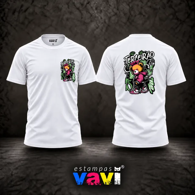 Terceirão - Urso com Capuz Rosa e Grafite Verde