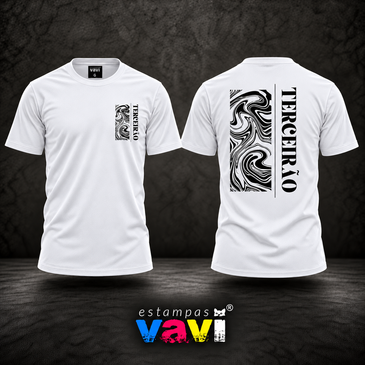 Terceirão - Faixa Marmorizada Preta e Branca
