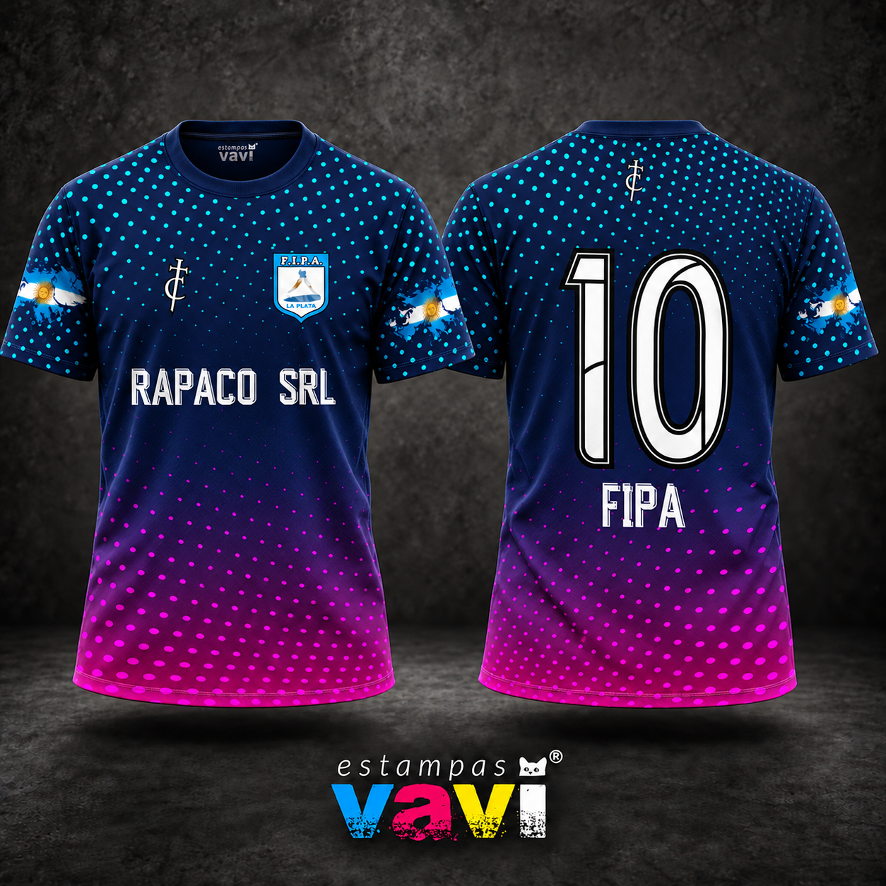 Rapaco - Pontos em Degradê e Pinceladas Magenta - Pontos Azul e Rosa