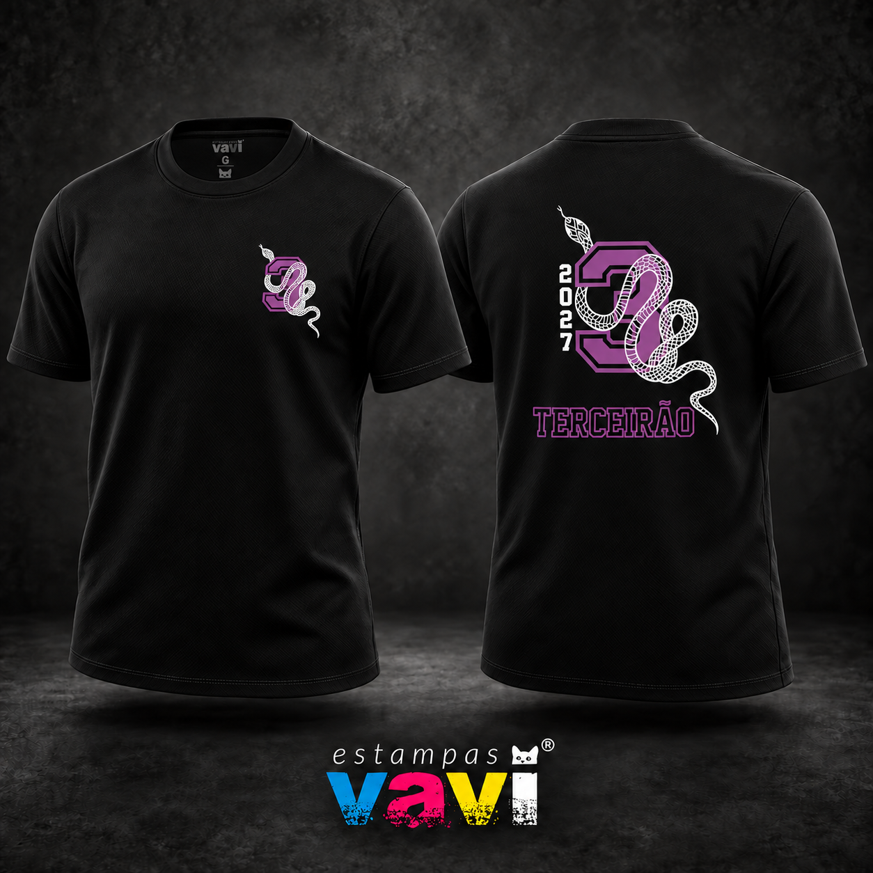 Serpente Branca com Número 3 Roxo