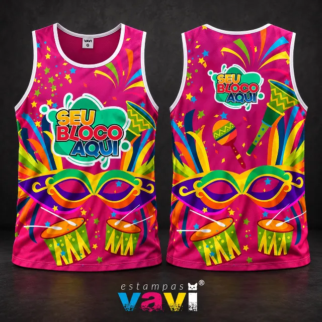 Máscaras e Instrumentos em Rosa e Amarelo