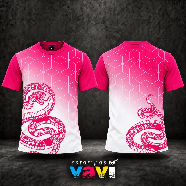 Serpente Magenta com Hexágonos e Degradê Rosa