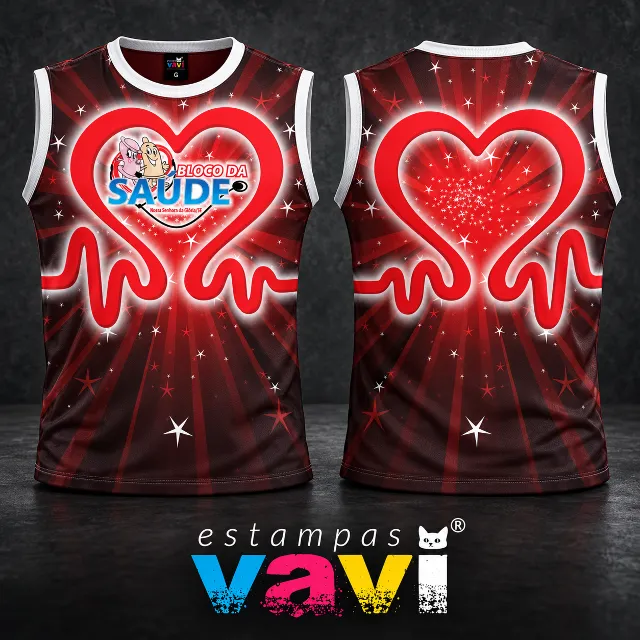 Bloco da Saúde com Coração Vermelho - Sem Mangas