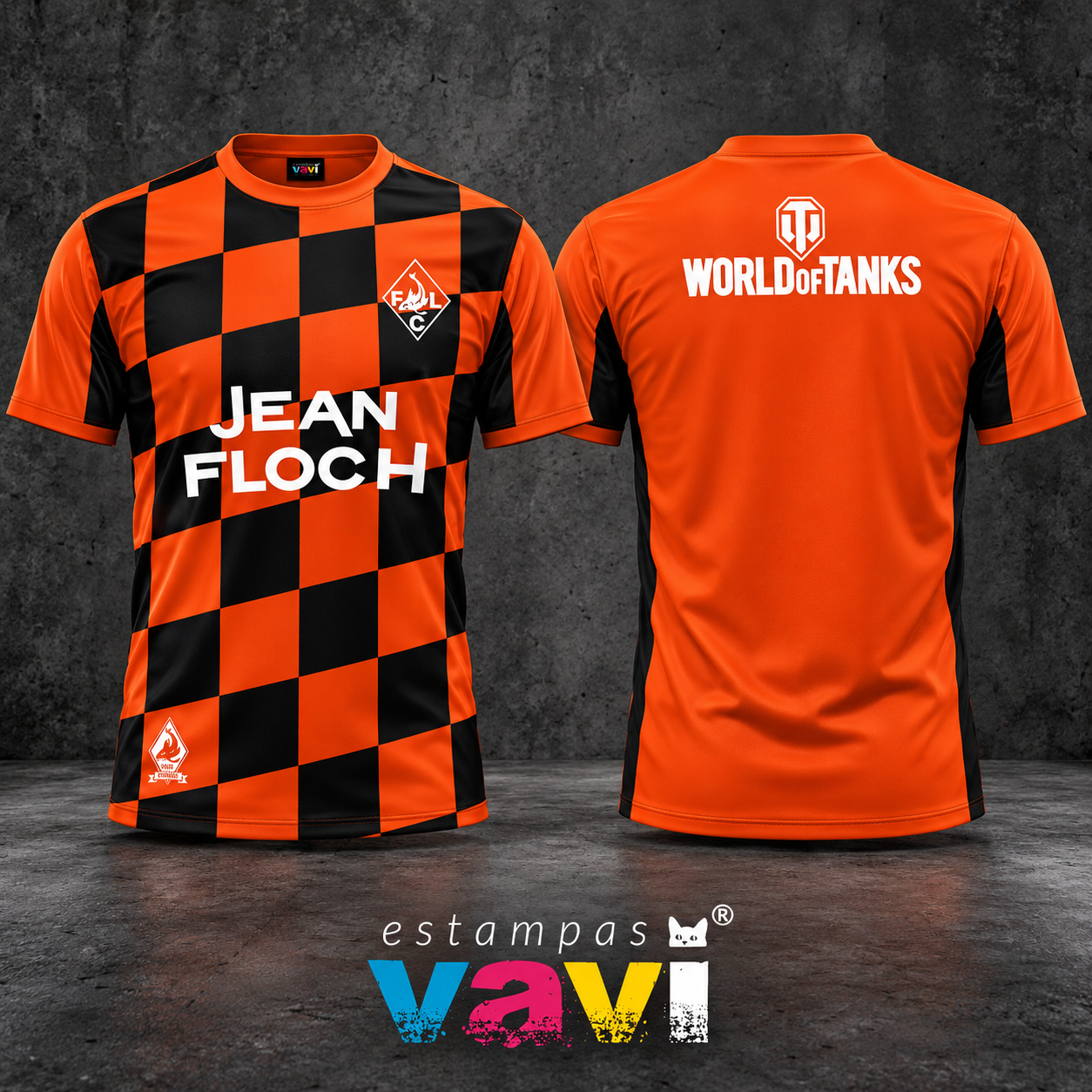 Lorient Laranja com Xadrez Preto Diagonal