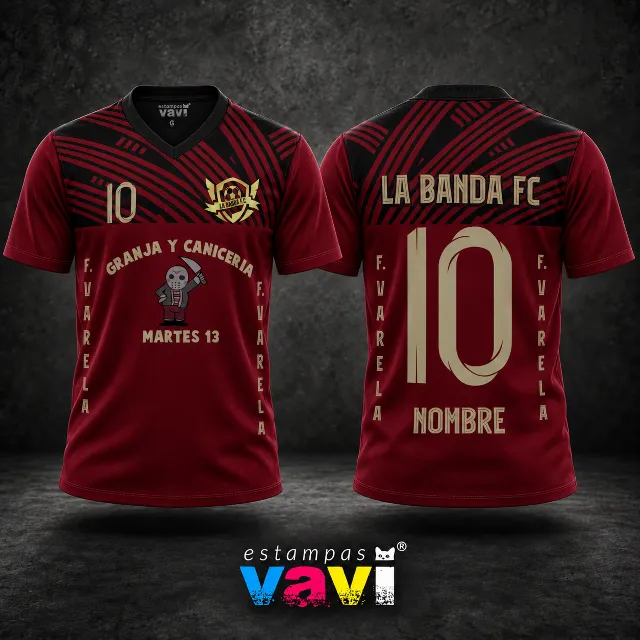 La Banda FC - Faixas Diagonais Douradas sobre Vinho e Preto - Vinho