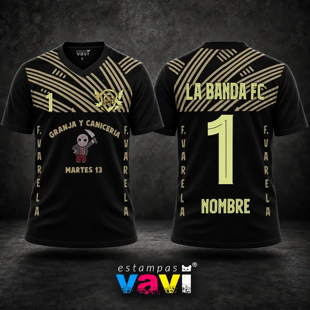 La Banda FC - Faixas Diagonais Douradas sobre Vinho e Preto - Preto