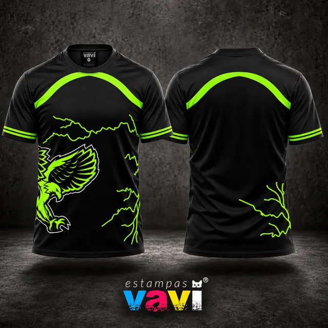 Águia Verde Neon com Relâmpagos