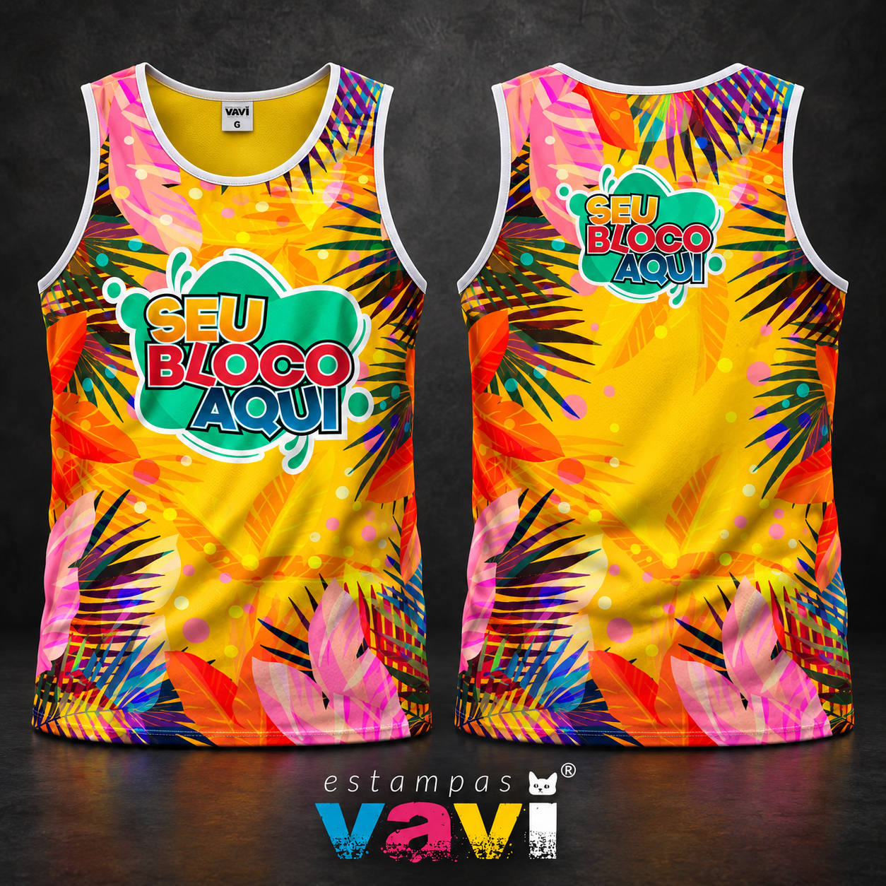 Folhagens Tropicais em Fundo Amarelo