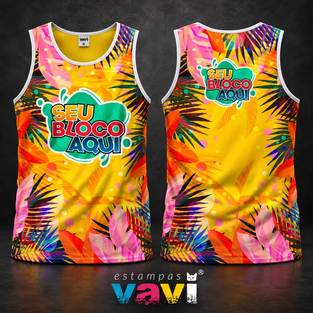 Folhagens Tropicais em Fundo Amarelo