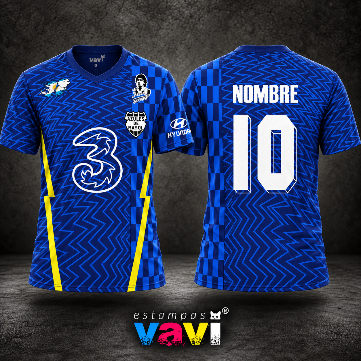 Azules de Mayol - Raios Azuis com Detalhes Amarelos - Padrão