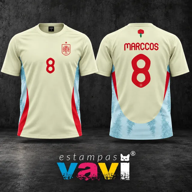 Espanha - Creme com Laterais Azuis e Número 8 Vermelho