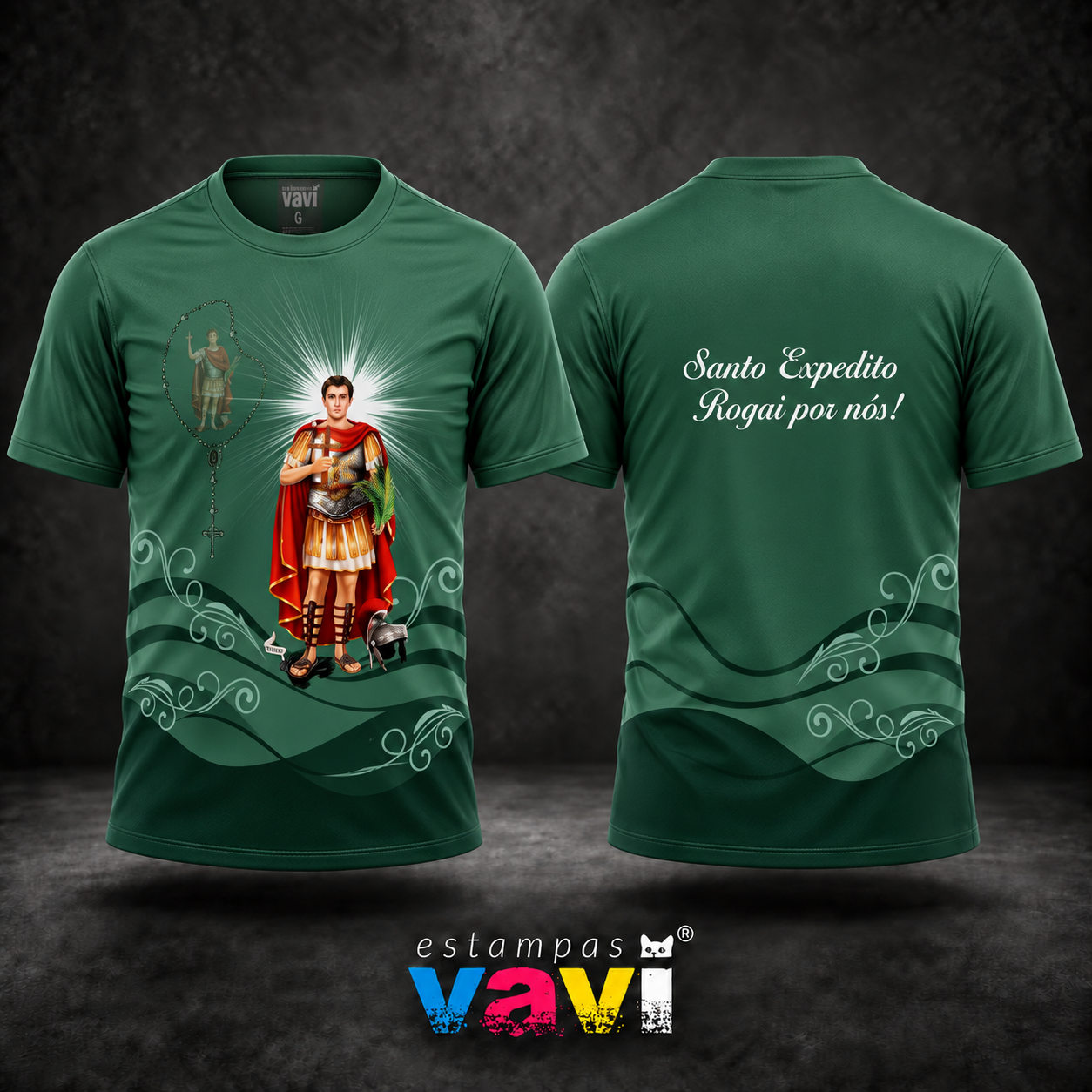 Santo Expedito em Fundo Verde