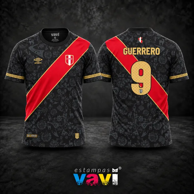 Peru - Faixa Vermelha e Ornamentos em Fundo Preto