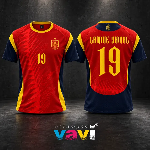 Espanha - Vermelho com Grafismos Angulares e Número 19