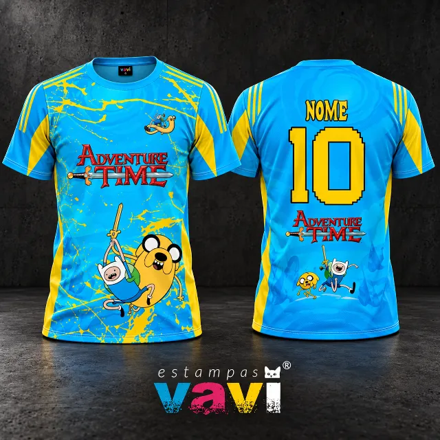 Finn e Jake com Respingos Amarelos sobre Azul