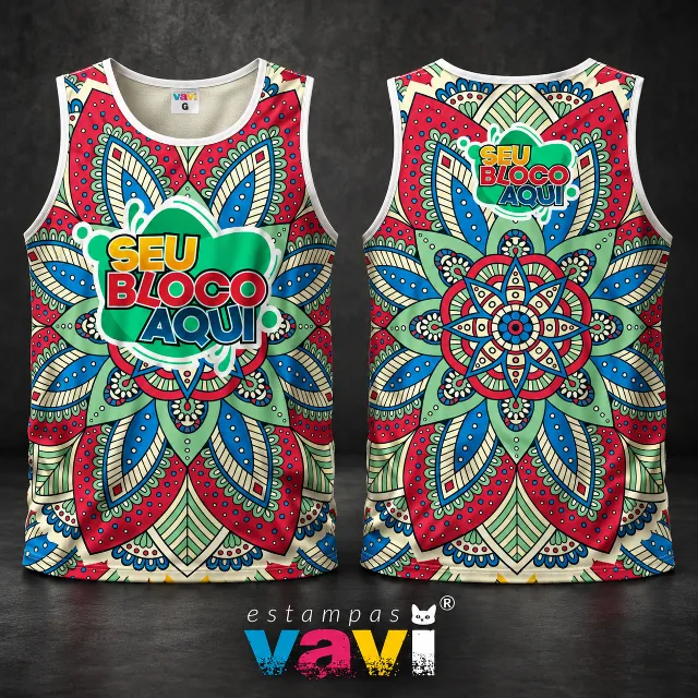 Mandala Floral Verde e Vermelha com Azul
