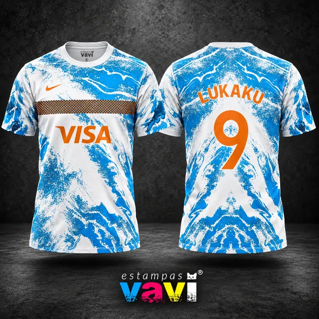 Grafismo Azul e Branco com Detalhes Laranja