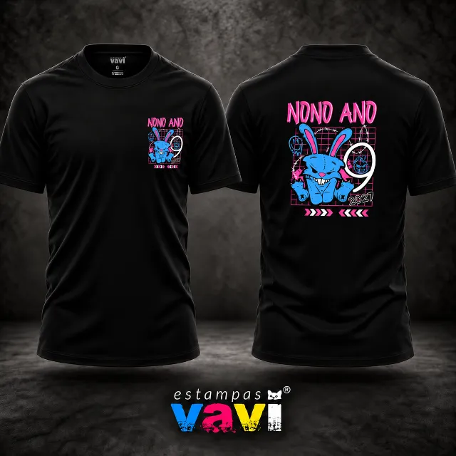 Nono Ano 2027 - Coelho Azul com Grade Rosa e Número 9