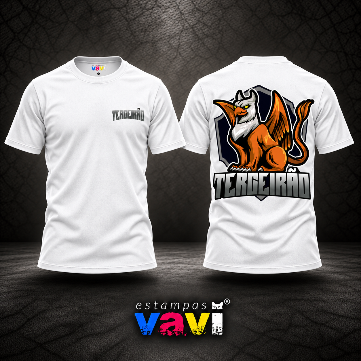 Terceirão - Grifo Laranja com Brasão Preto
