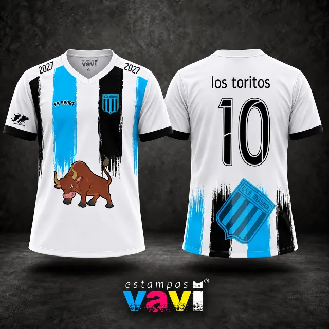 Los Toritos - Touro Marrom e Pinceladas Azuis e Pretas