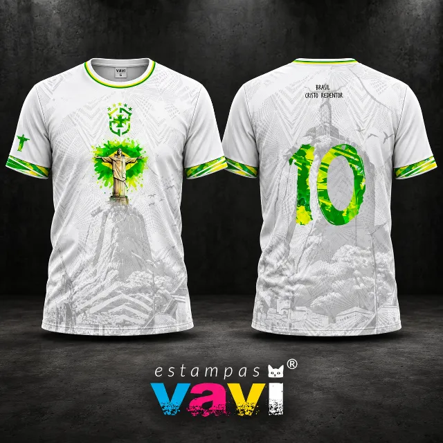 Brasil - Cristo Redentor com Textura Cinza e Detalhes Verdes