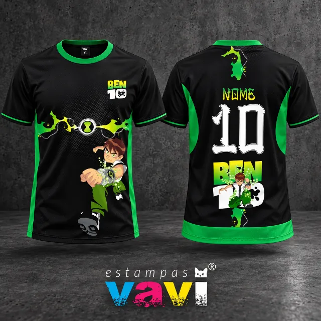 Ben 10 Preto com Omnitrix e Detalhes Verdes
