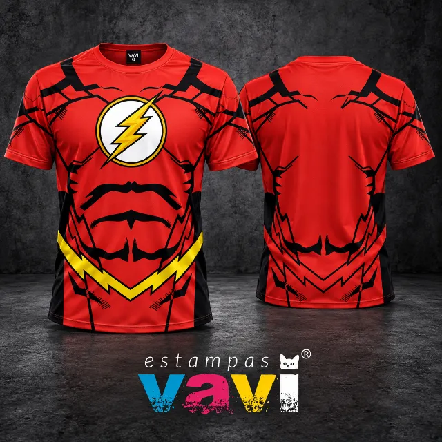Flash Vermelho com Armadura Preta e Raio Amarelo