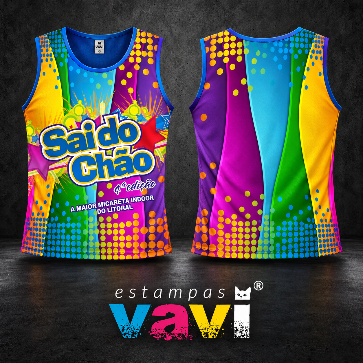 Sai do Chão com Curvas e Estrelas Multicoloridas