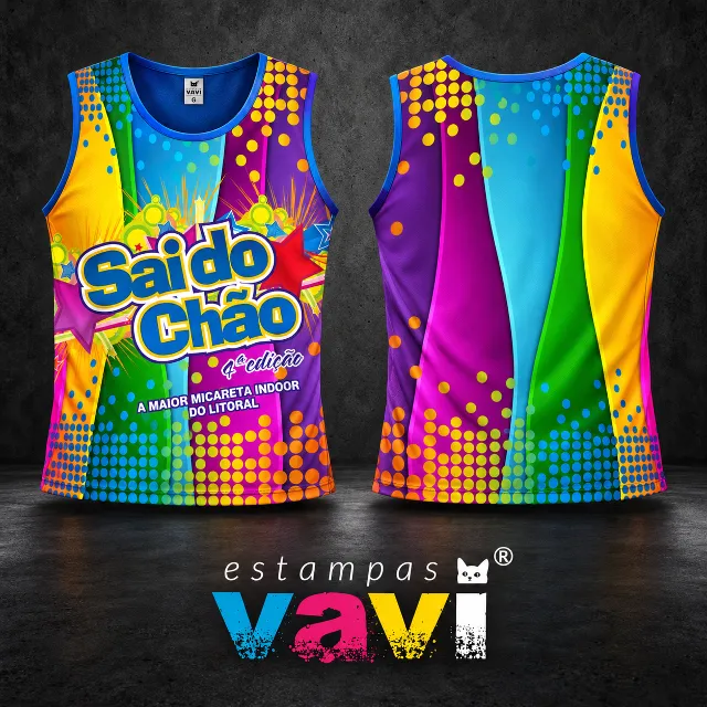 Sai do Chão com Curvas e Estrelas Multicoloridas