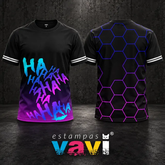 Risadas em Degradê Azul e Roxo com Hexágonos