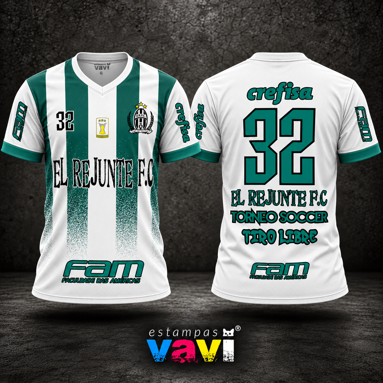 El Rejunte FC - Composições Brancas e Verdes - Listras