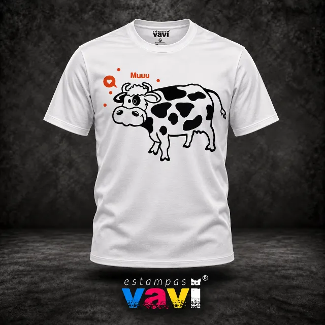Muuu - Vaquinha Preta e Branca com Coração Laranja