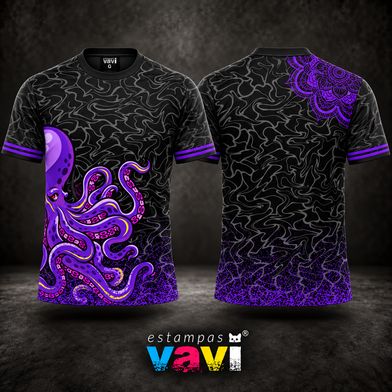 Polvo Roxo com Mandala e Respingos